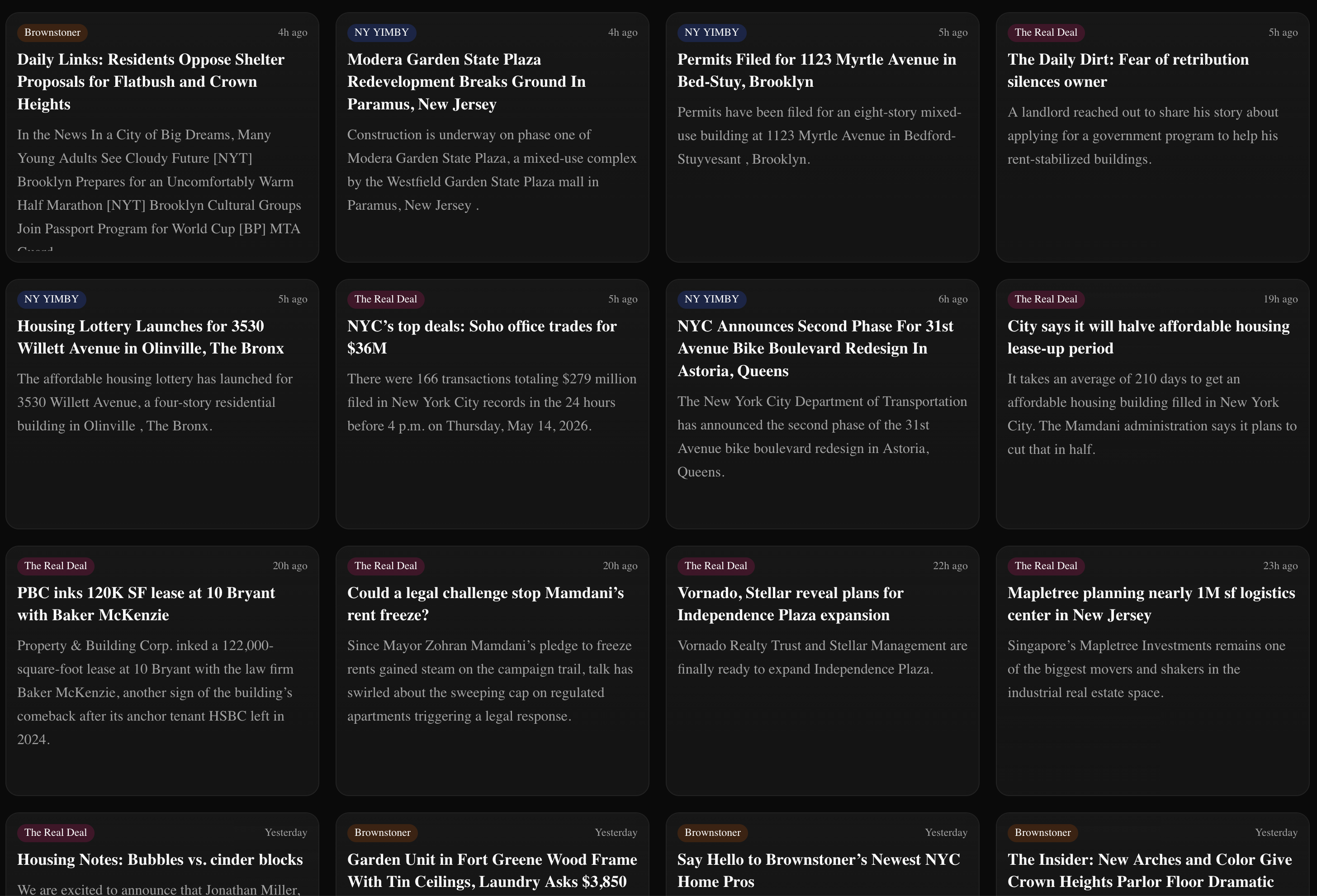 Real estate news feed